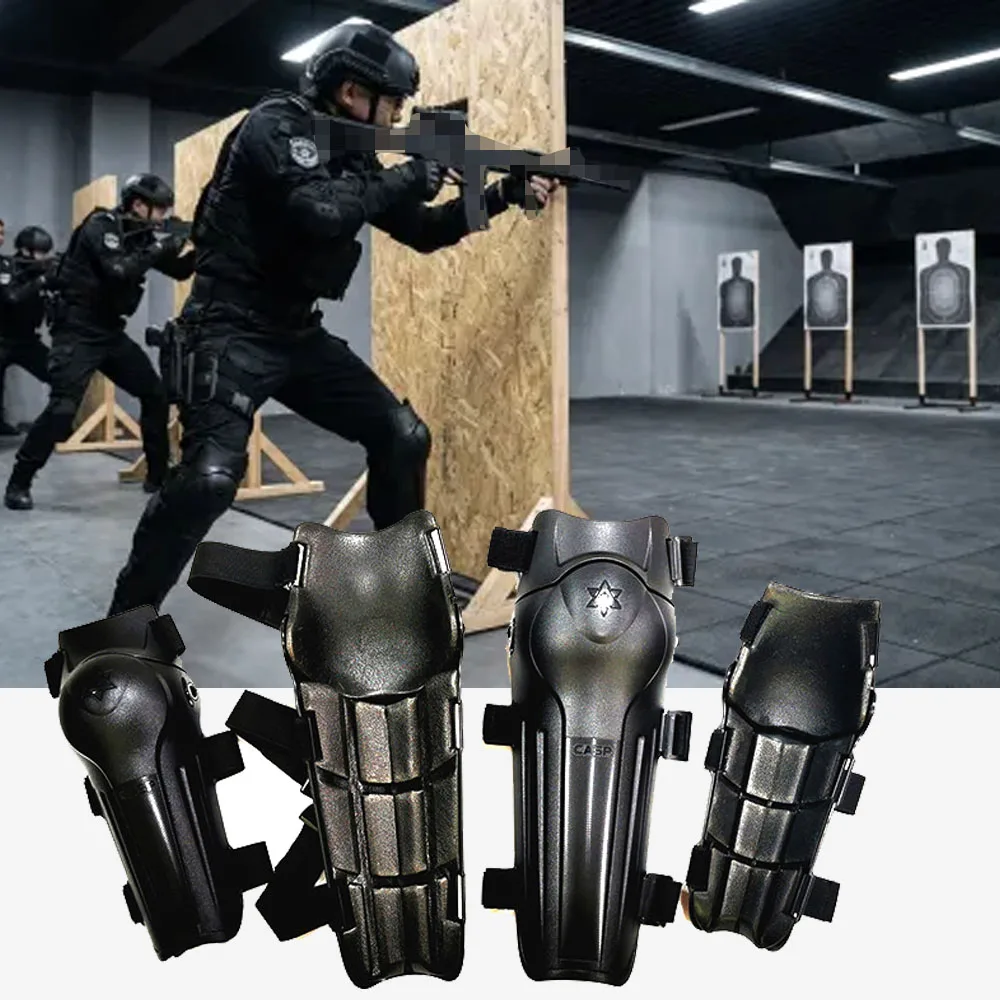 Tactic Shin and Elbow Guards Combo Set Adjustable Motorcycle Protection Gear Explosion-proof Duty Gear , for Motorcycle