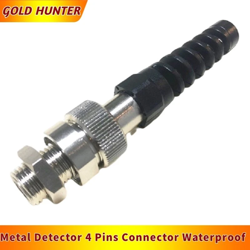 Gold Metal Detector Plug Socket 4 Pins Connector Search Coil Hardware Connector for metal detectors