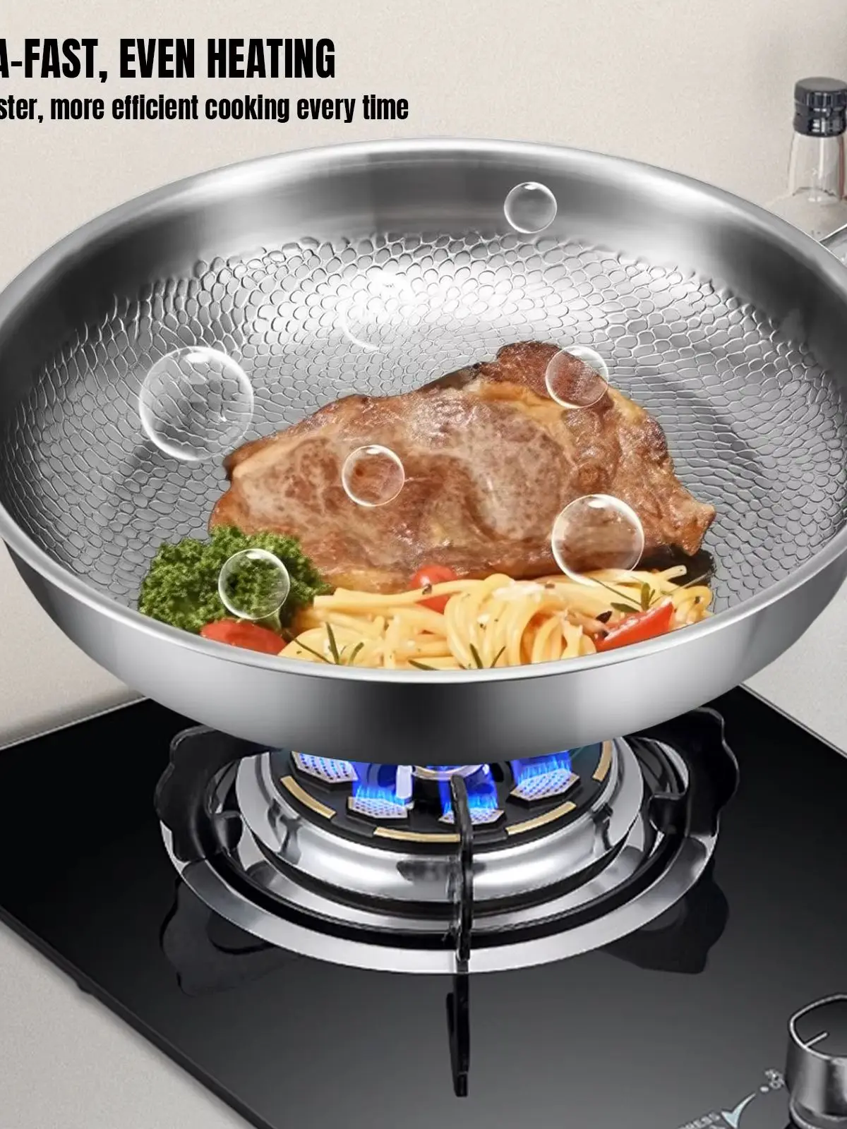28 cm/30 cm Bratpfanne aus reinem Titan, antihaftbeschichtet, unbeschichtet, mit Fischschuppen-Hammermuster, gleichmäßige Wärmeverteilung, kompatibel mit allen Herdplatten, perfekt für Familienessen