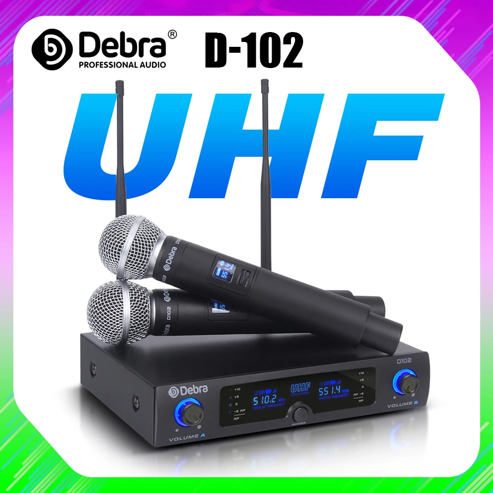 Amazing Sound!!! Debra D-102 UHF Wireless Dual Handheld Microphone Mic System for Perform Show Church speech Karaoke