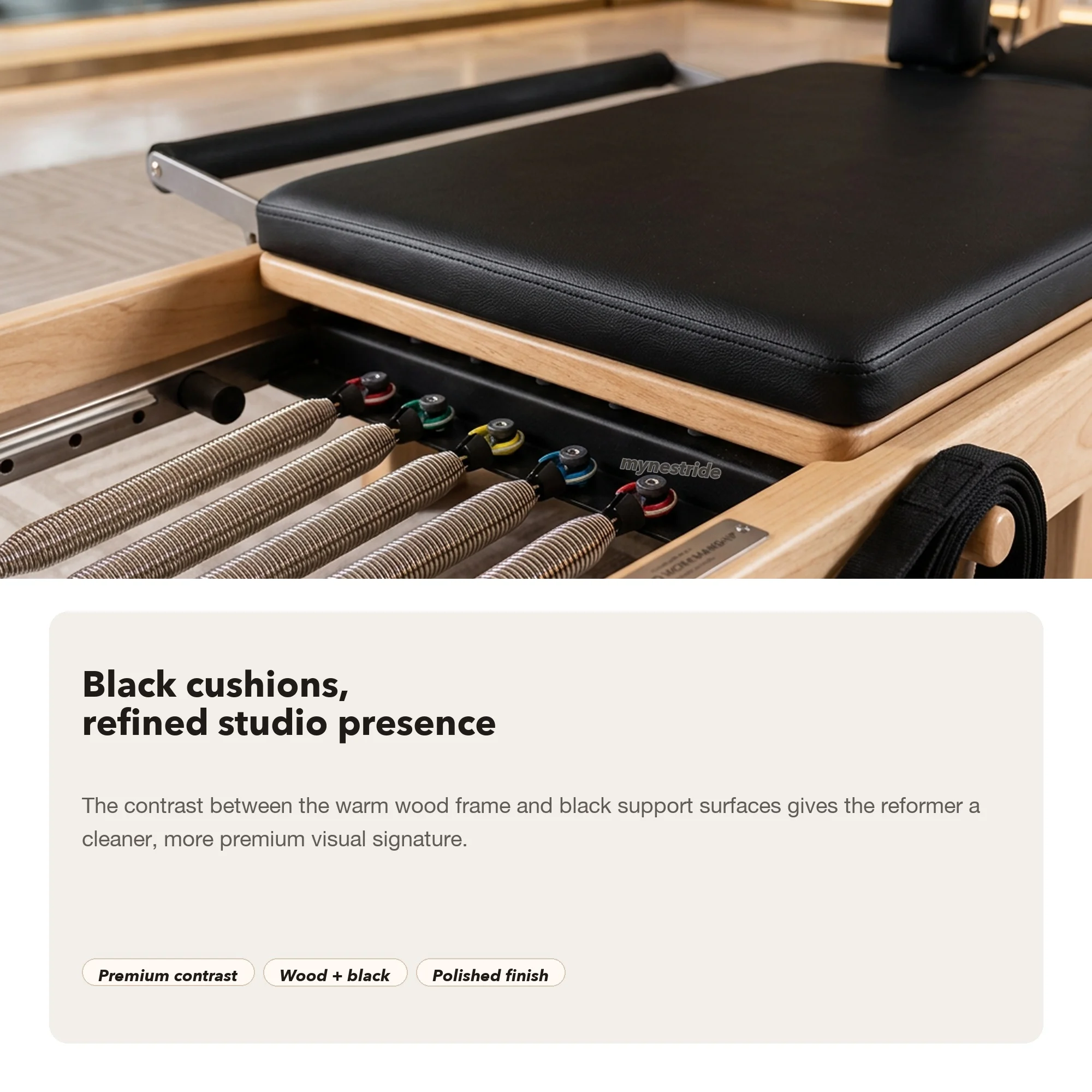 Fotografia 4: Reformer de Pilates Premium em Madeira Maple – Dobrável e que Economiza Espaço, Equipamento de Pilates para Casa Recomendado por Treinadores