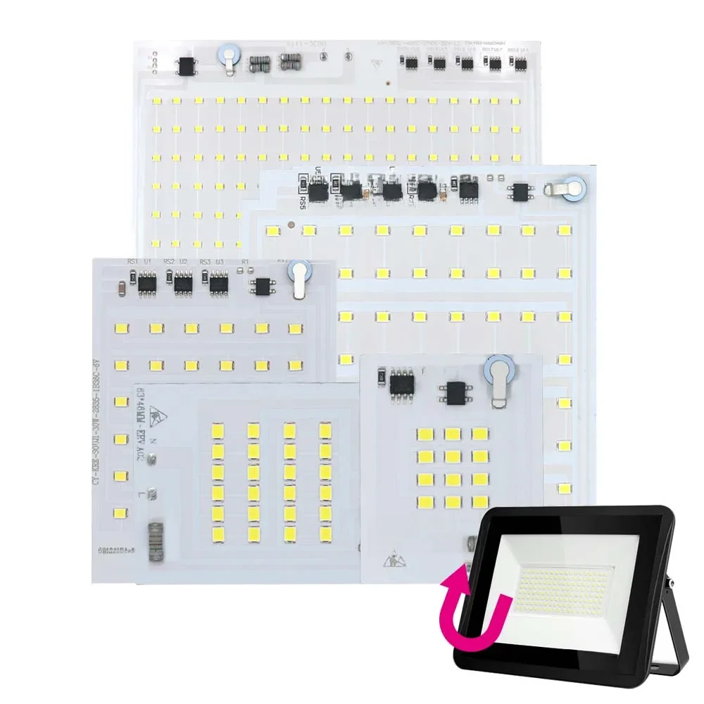1 pièce LED 220V SMD 2835 à puce matricielle, super puissance 100W 50W 30W 20W 10W pour projecteur DIY, module LED de remplacement pour lampe