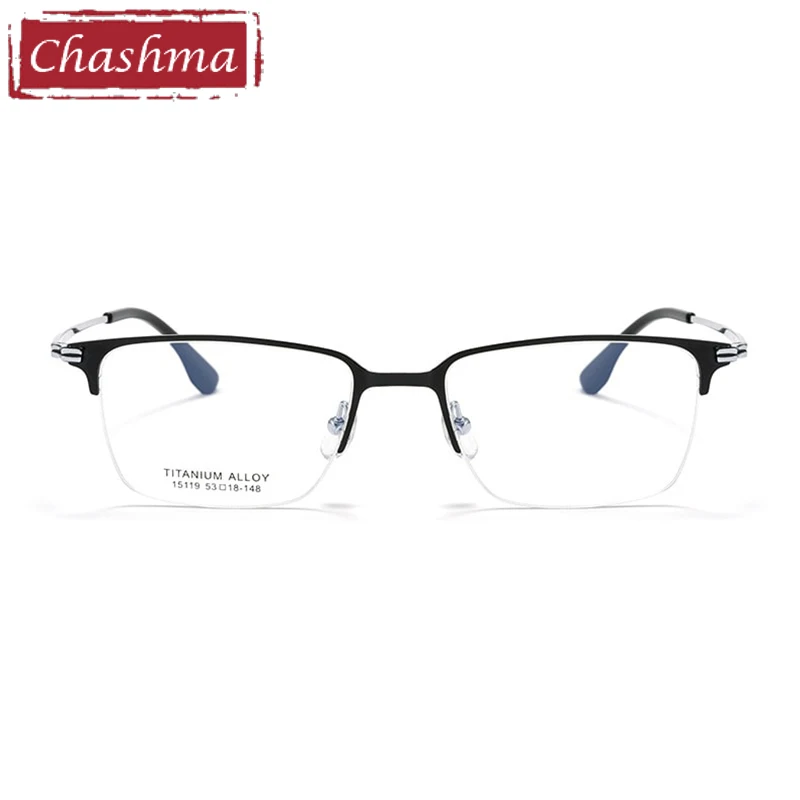 Chashma Men Pure Titanium Half Rim กรอบแว่นตา Prescription Ready แว่นตาผู้หญิงคิ้วแว่นตาน้ําหนักเบาแว่นตา