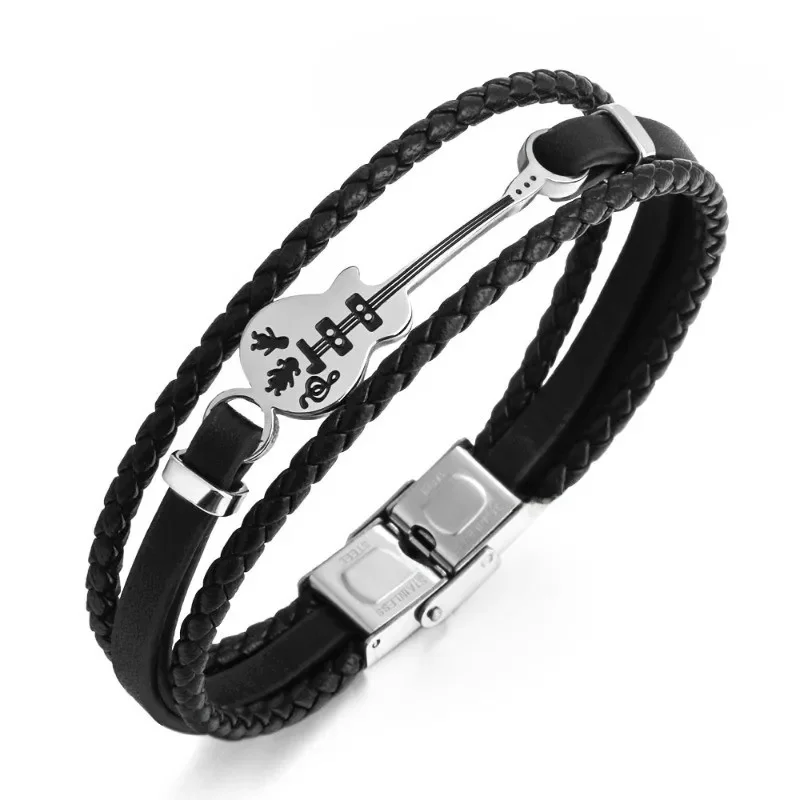 Bracelet en cuir unique classique pour homme, bijoux de sport punk, musique décontractée, bracelet de doigt de personnalité, tendance de la mode, cadeau