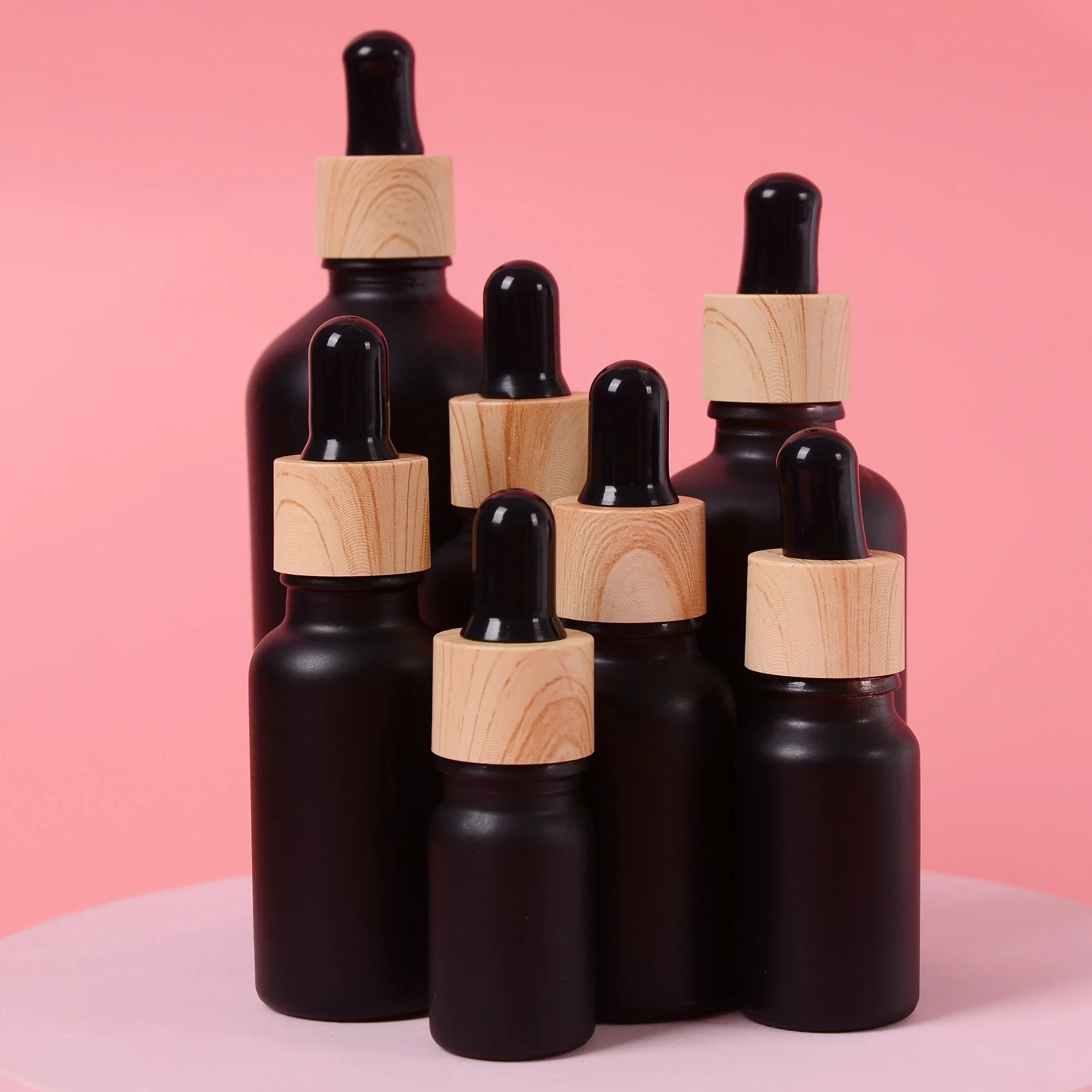 Flcopropriété compte-gouttes en verre noir conviviale ré, 5/10/15/20/30/50/100ml, pour tous les jours, pour aromathérapie aux huiles essentielles, vente en gros