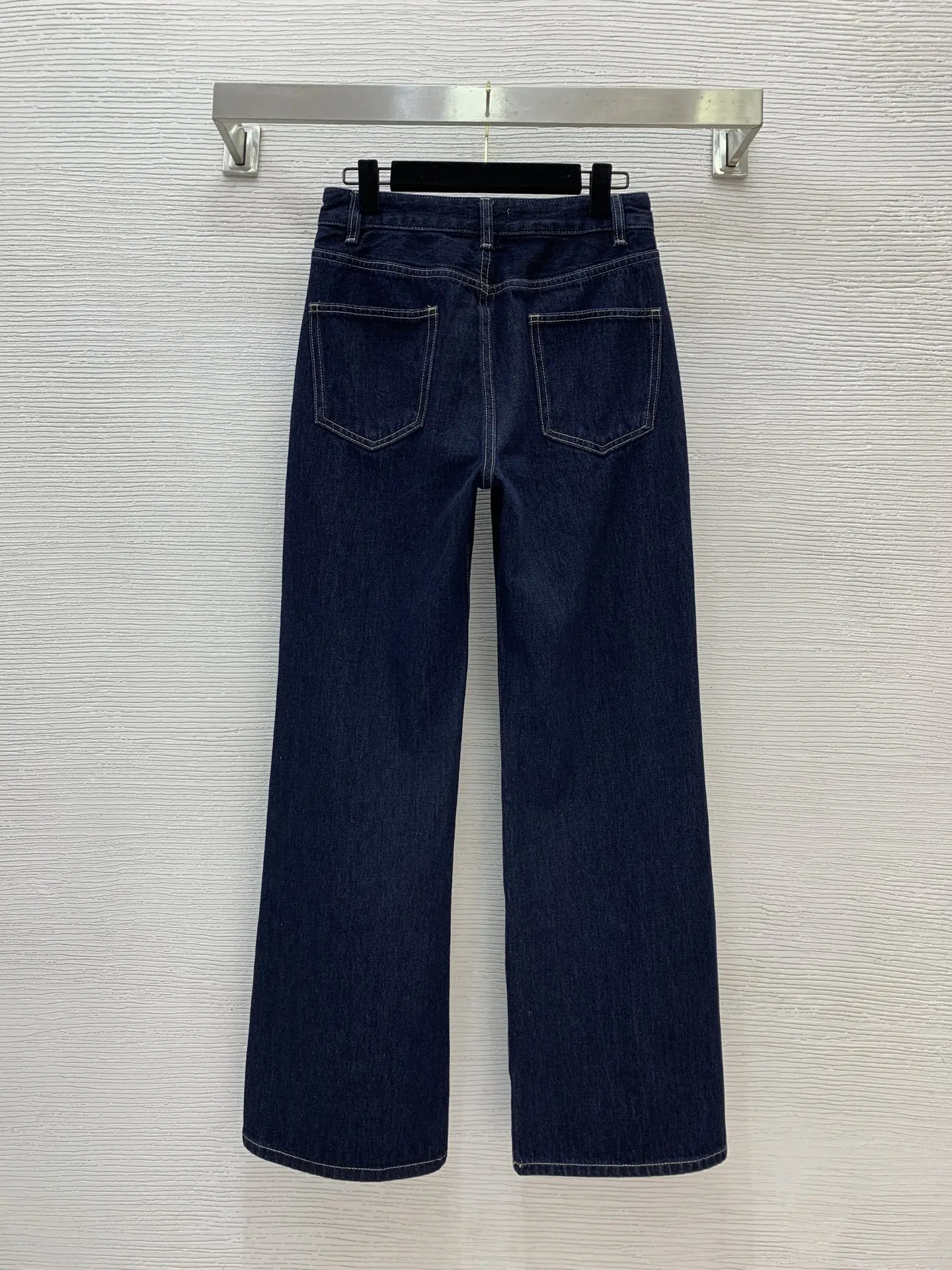 

High quality early autumn women's flip top double pocket mid high waist straight leg jeans SU10