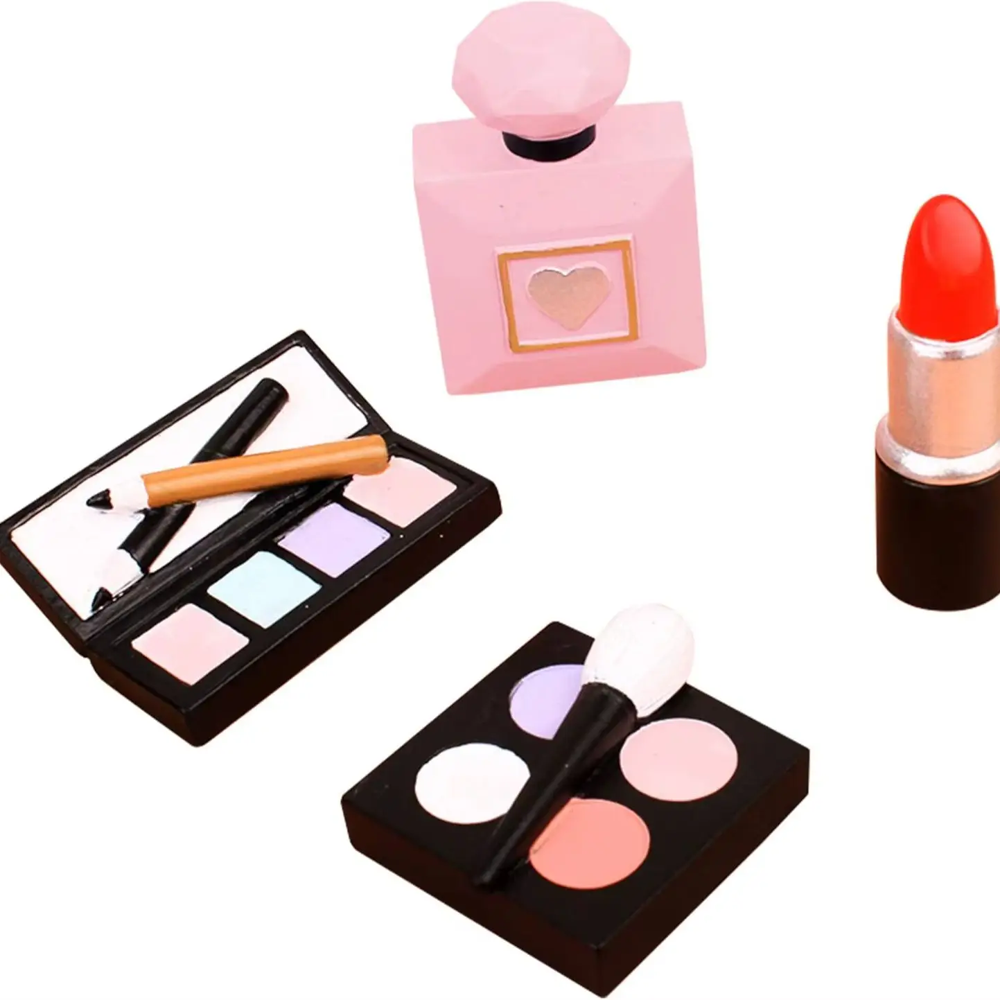 4-pack make-up taarttoppers hars cosmetica lippenstift parfumfles taartdecoraties voor make-up thema verjaardagsfeestje benodigdheden