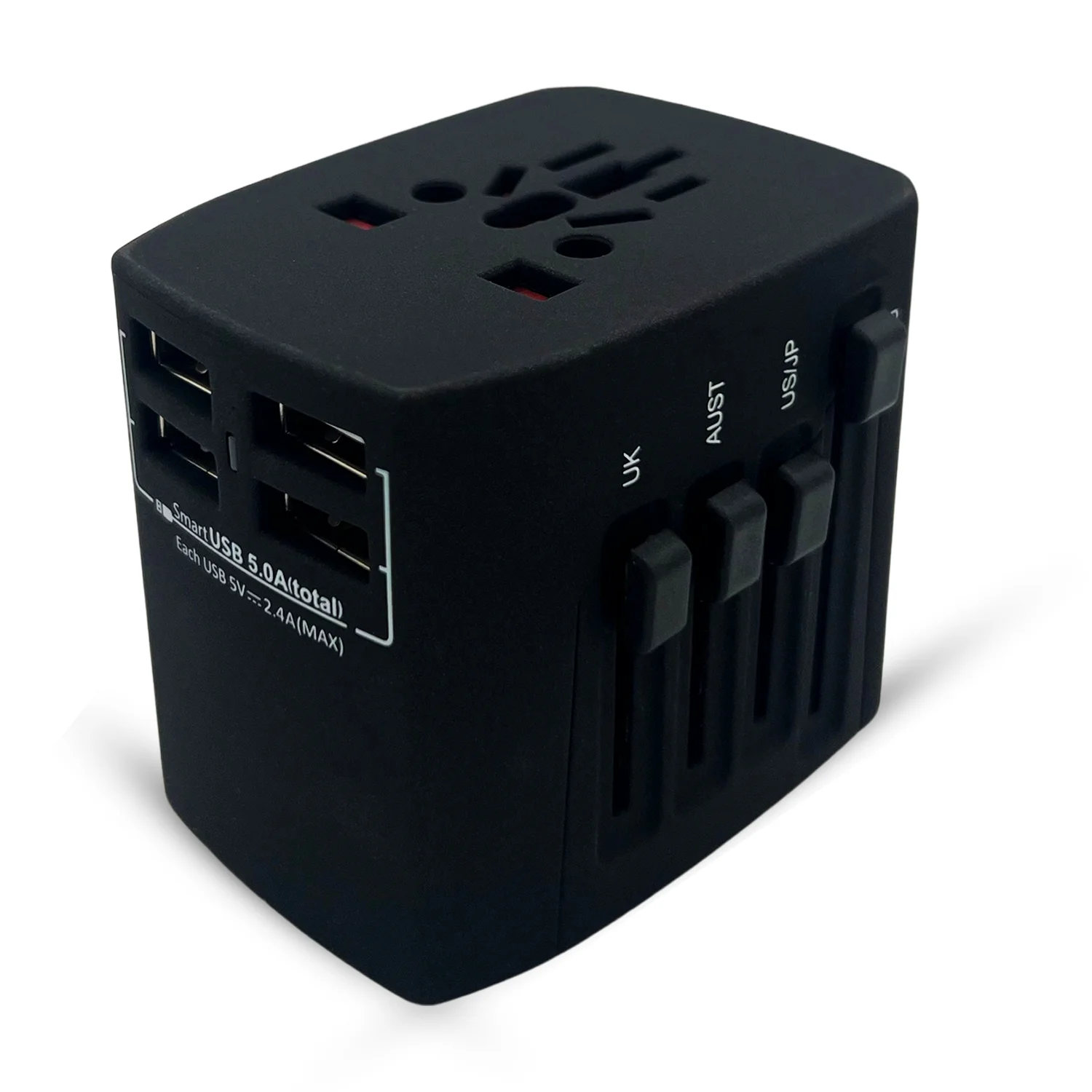 

5Core Universal Travel Adapter International Power Plug Adaptor Worldwide Outlet 4 USB Ports Black UTA B