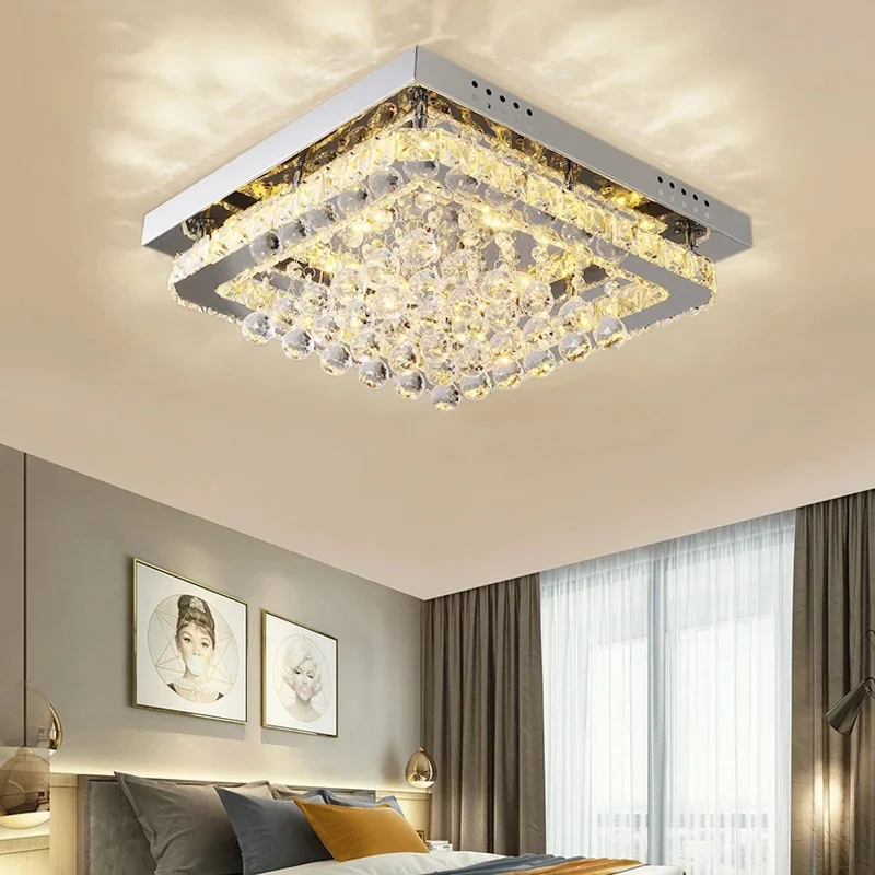 Livingandhome Light Square Led Crystal Chandelier Pendant Ceiling Dimmable 40Cm