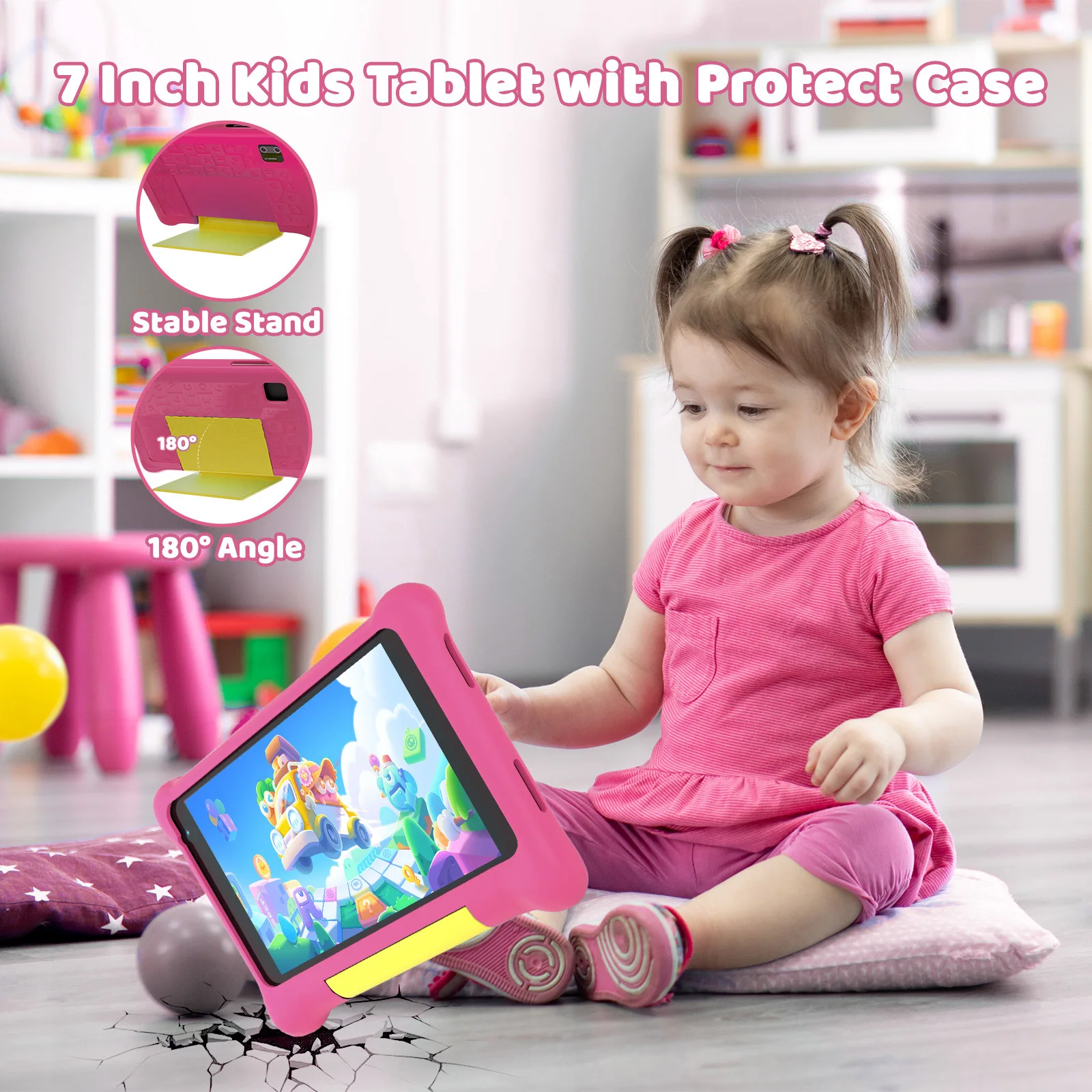 Tavoletta per bambini da 7 pollici Tavolette Android 13 5 GB di RAM 32 GB di ROM 128 GB Espandi WiFi Bluetooth con funzione di controllo parentale Regalo per bambini