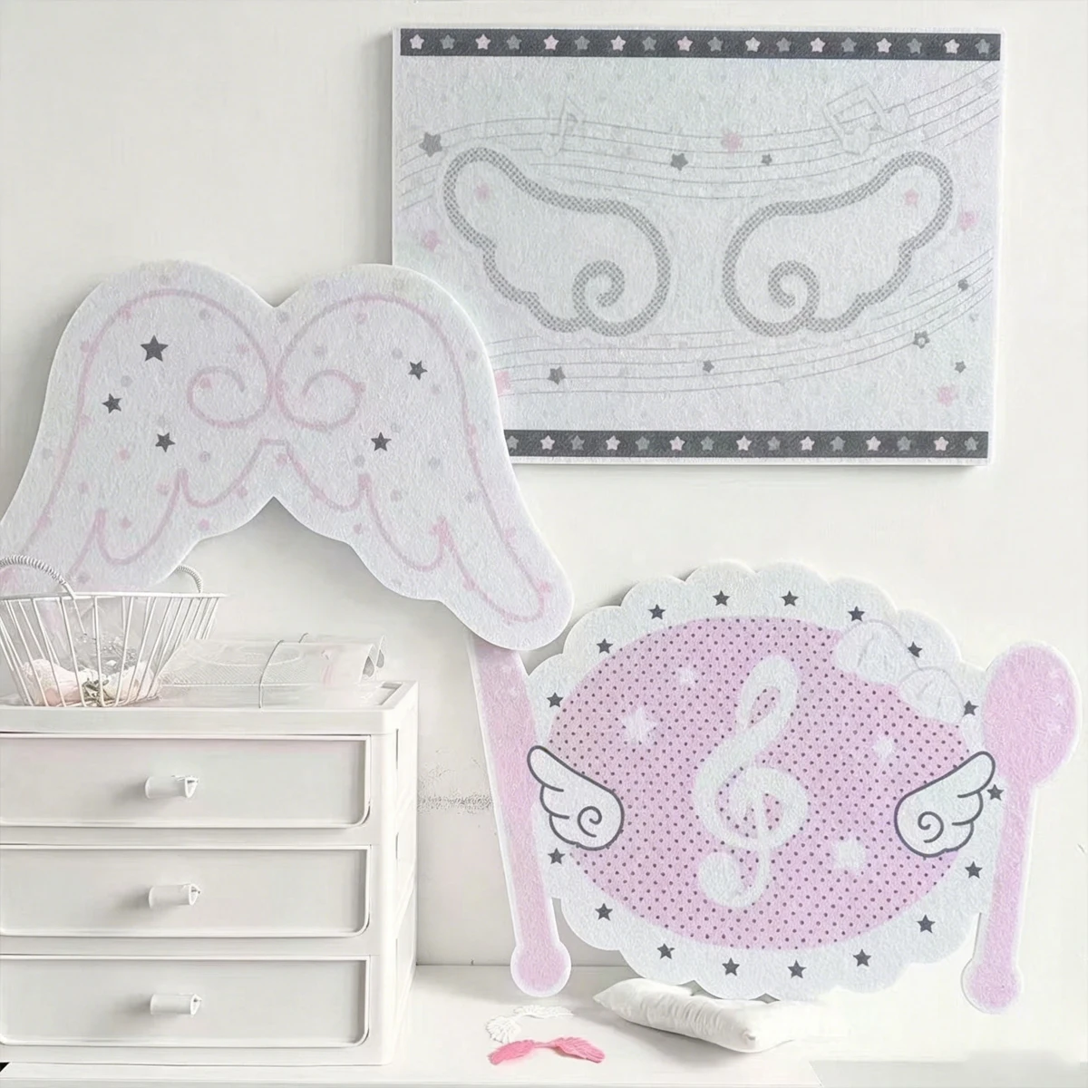 Kawaii Korean Ins Knife Fork Wings Special-shaped Felt Board Bar Pain Board Background Photo Wall Punch-free Decorative Board