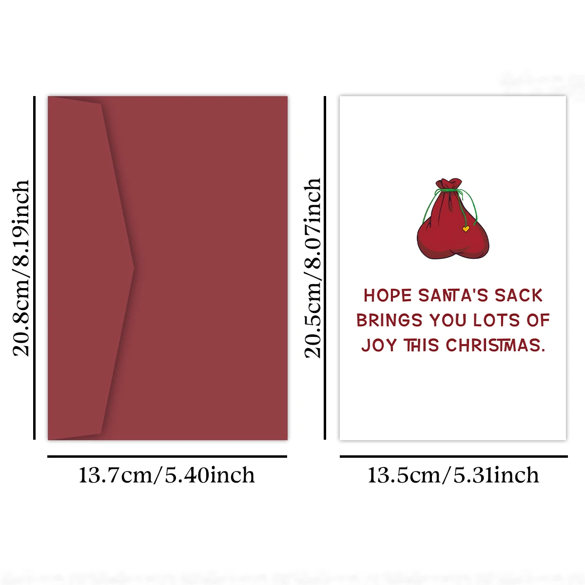 1pc Funny Rude Christmas Card for Him/Her,Hope Santa's Sack Brings You Lots Of Joy,Funny Christmas Greeting Card with Envelope