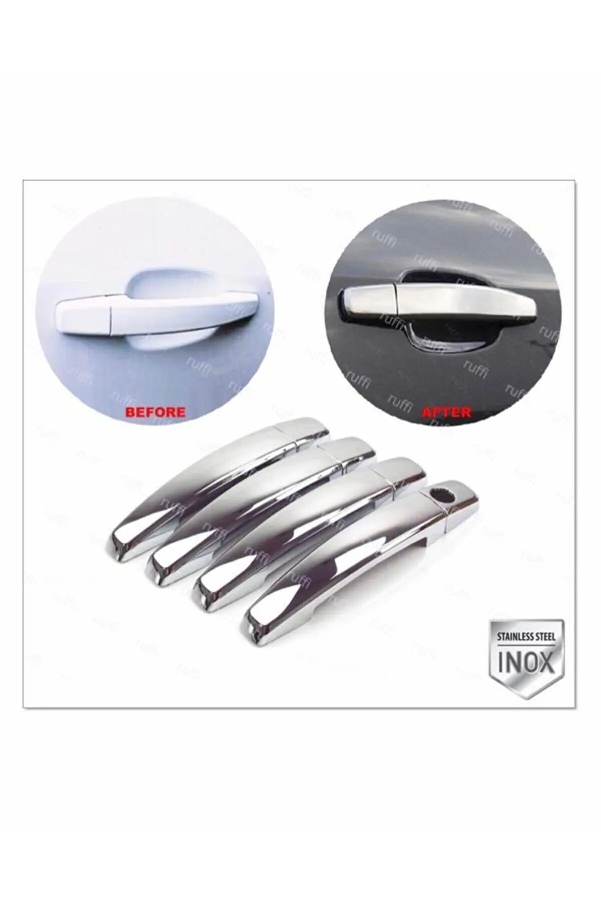 

For Opel Corsa D Chrome Door Handle 4 Doors 2007 Over Stainless Steel--Chromium Parts Necla Diffuser Antenna Hood Protector