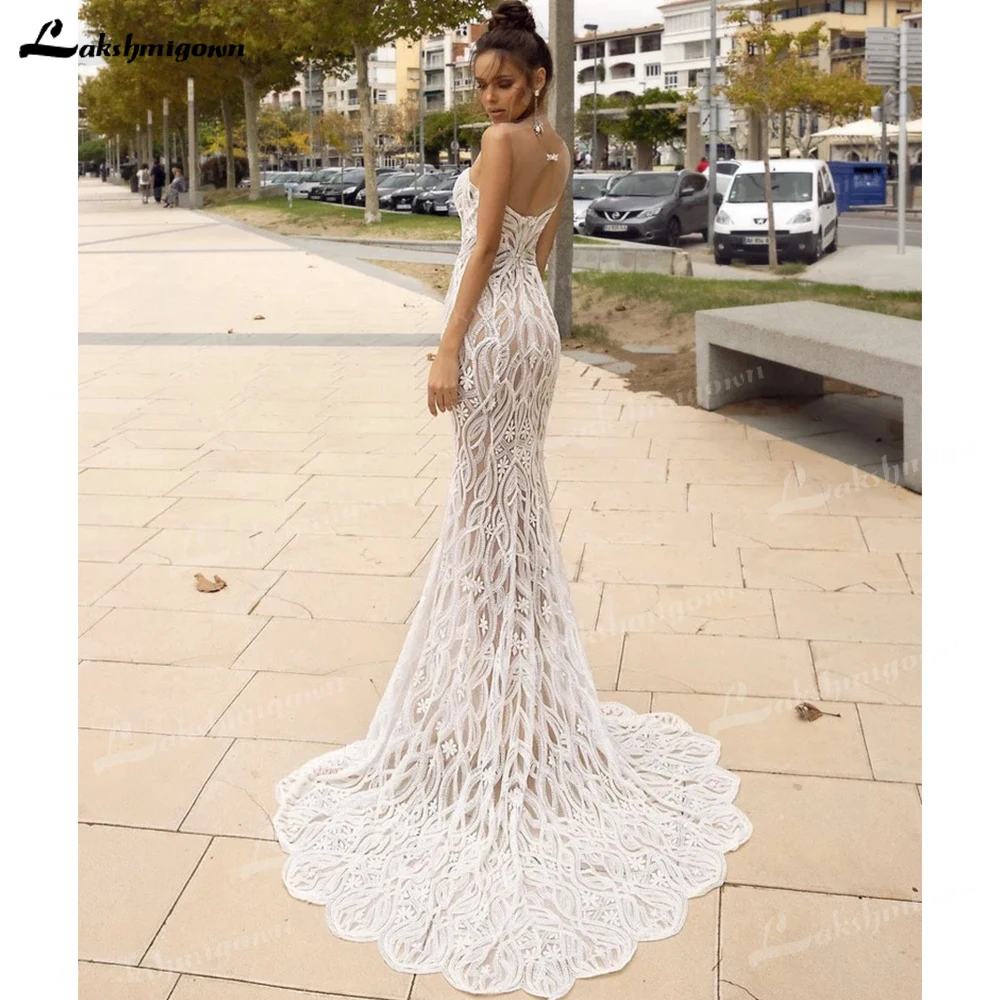 Stunning und Sexy Liebsten 2 In 1 Meerjungfrau Hochzeit Kleid Mit Abnehmbaren Zug Chic Spitze Braut kleid vestidos de noche