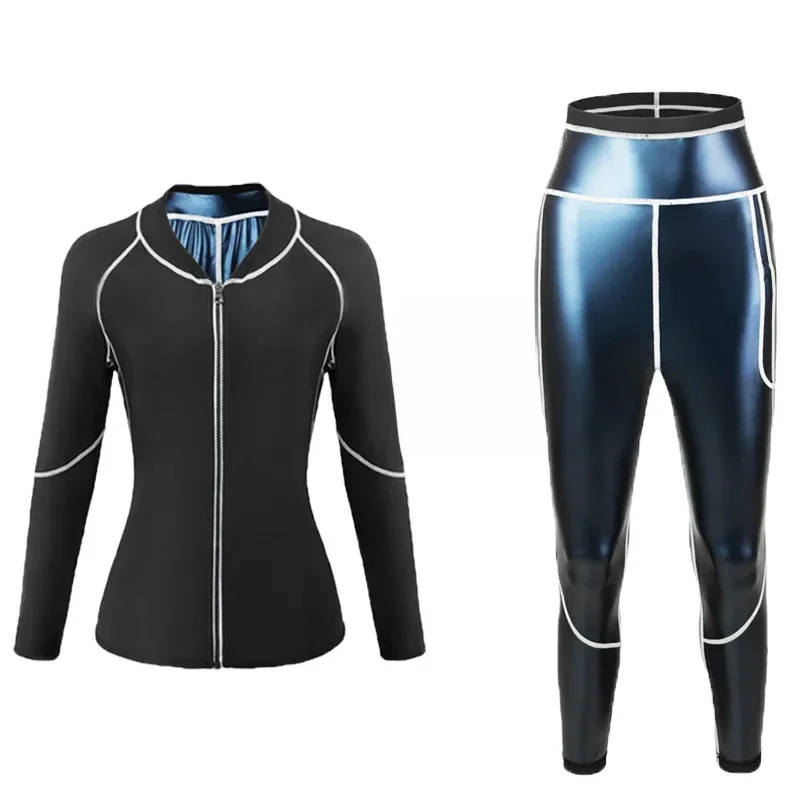 Damskie dresy do sauny kurtka odchudzająca bluza spodnie urządzenie do modelowania sylwetki koszule fitness legginsy termo spodnie z długimi rękawami siłownia — zdjęcie 2