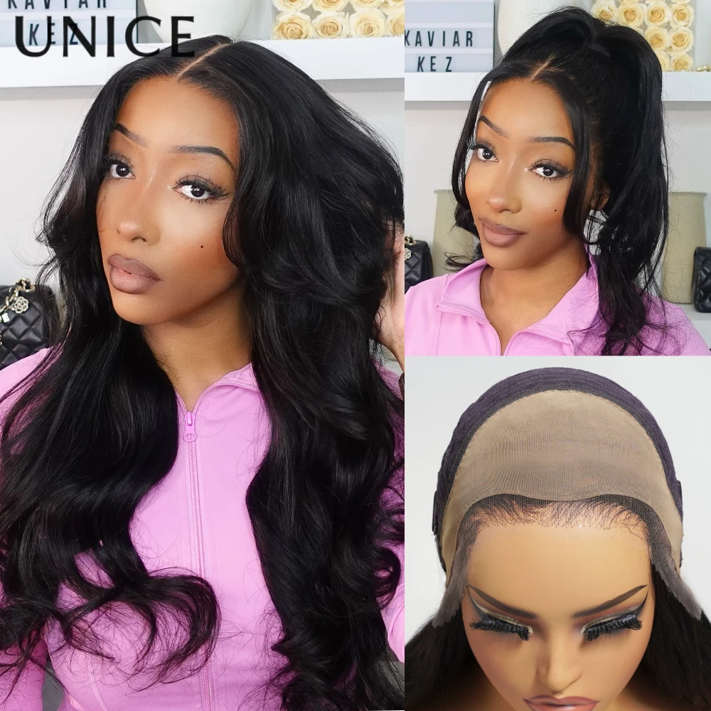 

UNICE Hair Real Scalp 13x4 HD Lace Frontal Loose Wave Wig With Face Framing Layers & Invisi Drawstring Human Hair Glueless Wig