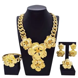 Fashion Latest Women Necklace Jewelry Set Wedding Party Jewelry Dubai Gold Plated Earrings Bracelet Italian Designer Styles