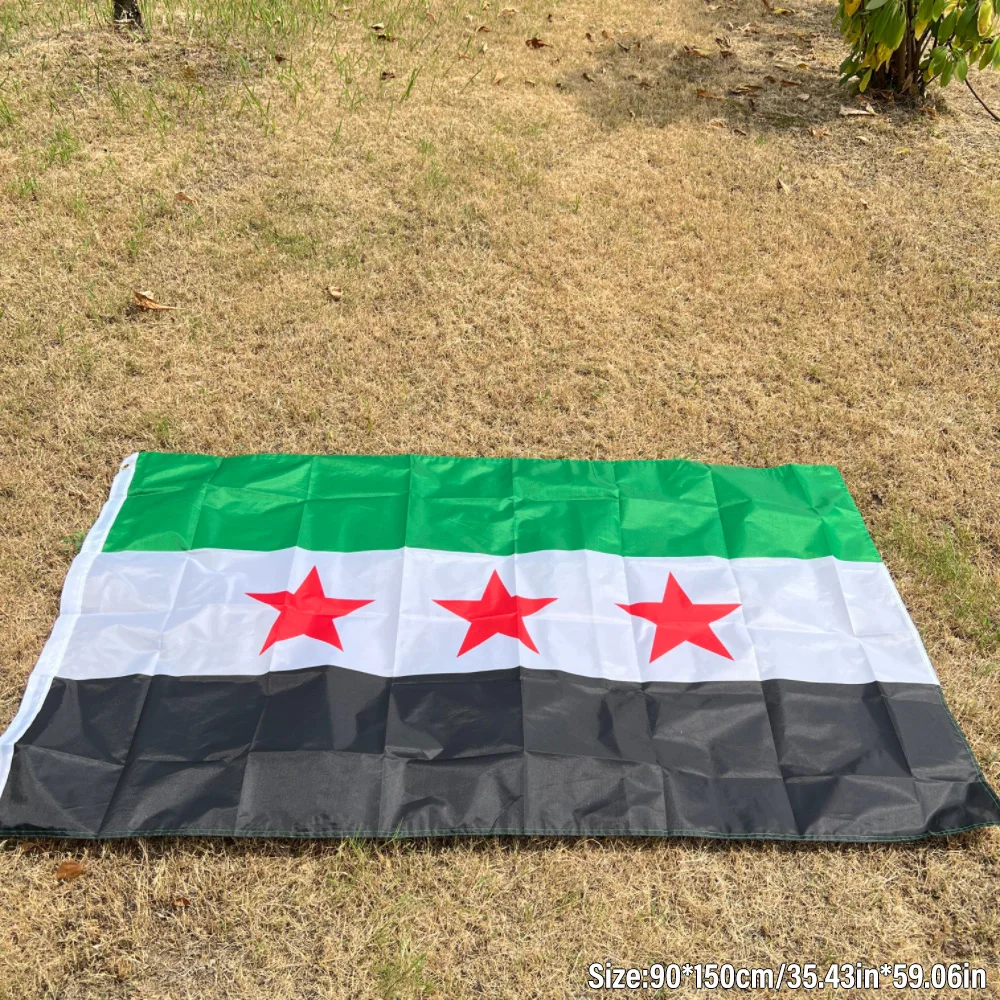 Brand New Syrian Free People Flag 35x59In Syrian Flag Hanging High Quality Polyester National Flag Decorate Big Flag