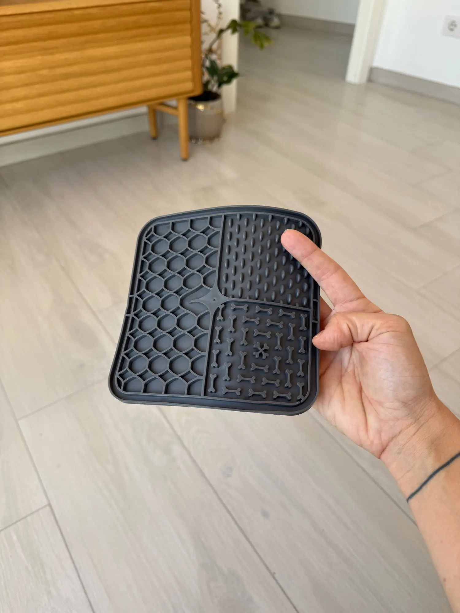 Customer review photo for Dog Lick Mat with Suction Cups
