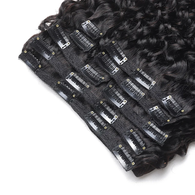 Water Wave Clip In Hair Extension Human Hair Brazilian Remy Human Hair Clip In Extension 120g 8Pcs/Set Natural Color 8-26 Inches