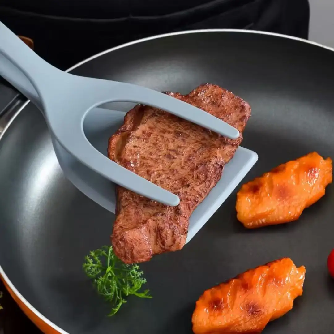 1 Uds 2 en 1 agarre de nailon Flip panqueque abrazadera para huevos agarre tortilla espátula pinzas abrazadera panqueques fritos Turners accesorios de cocina