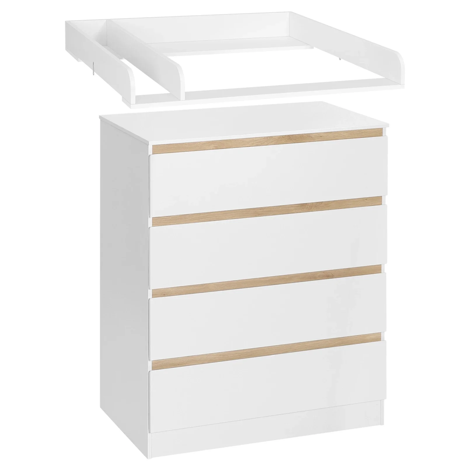 WOLTU 1 SET Witte Commode met 4 Laden 80x75x109.2 cm Veranderende Dressoir Baby Opbergmeubel voor Kinderkamer - afbeelding 2