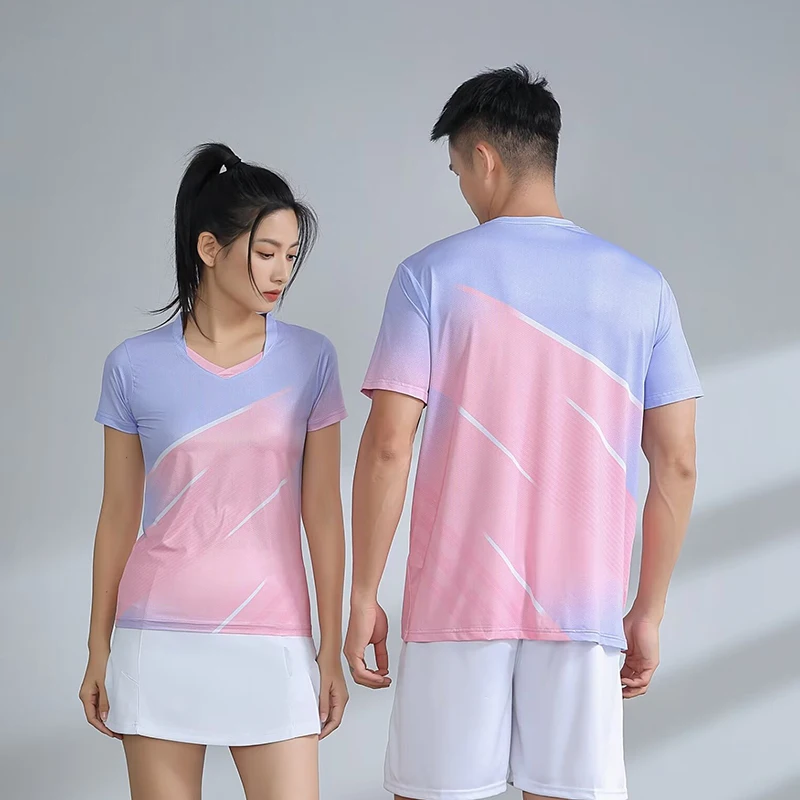 Camisas impressas 3D do tênis de mesa para homens e mulheres, manga curta, camisetas de badminton, pingue-pongue, 2024