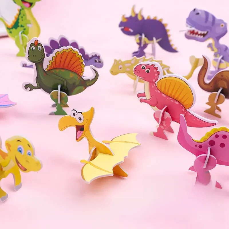 40Pcs Enfants Papier Dinosaure 3D Puzzle DIY Mignon Dessin Animé Dinosaure Modélisation Animal Modèle Jouet