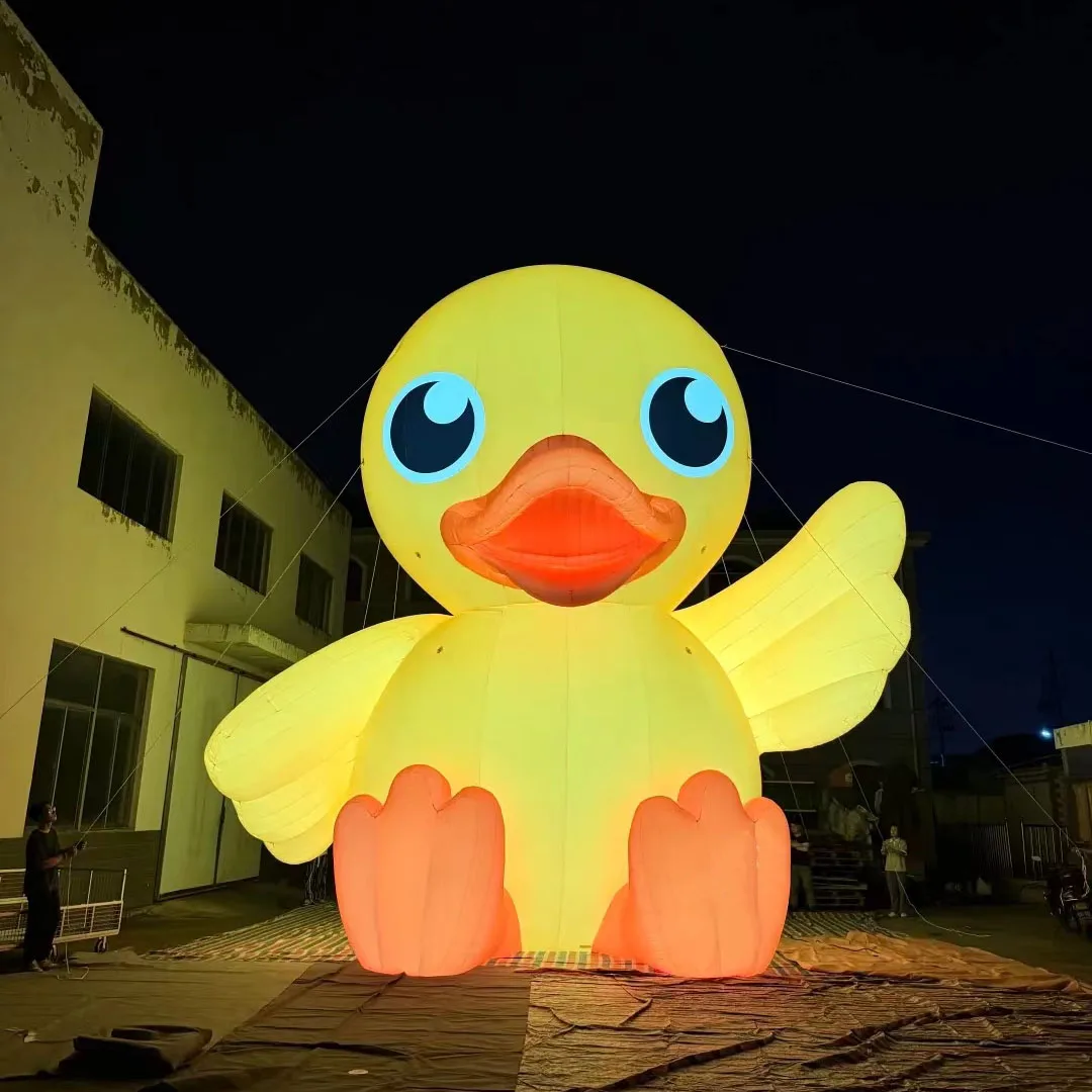 

Гигантская надувная утка, воздушная мультяшная утка, спасательное кольцо, милый 3D талисман с животными, уличное украшение, реквизит для рекламы событий