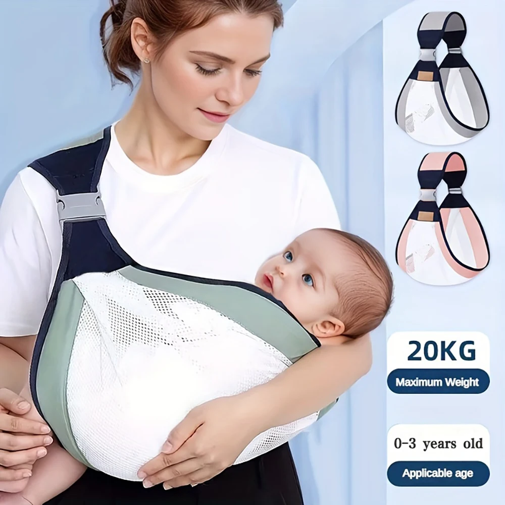 Draagzak, 3d Mesh Baby Wrap, Verstelbare Peuter Bandjes, Gemakkelijk Te Dragen, Baby Semi-Wrap Sling Heupdrager Voor Pasgeboren Naar Peuter