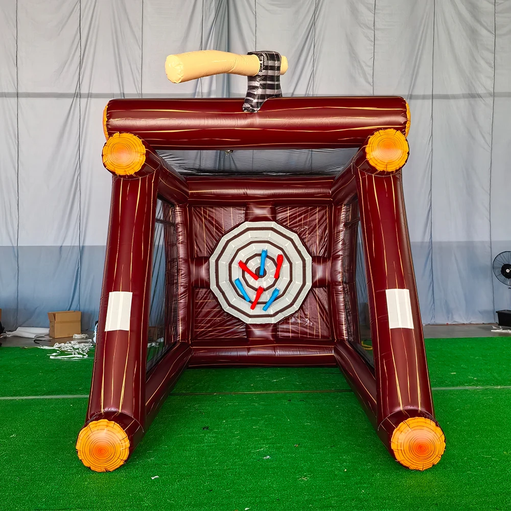 Machado inflável leve de 13 pés, jogo de carnaval com ventilador e machado comercial, jogos de lançamento de furos de alvo