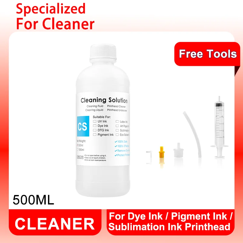 500ml Cleaning Solution Ink Cleaner For Dye Pigment Sublimation Ink Printhead Cartridge Ink Tank For Epson/HP/Canon/Brother