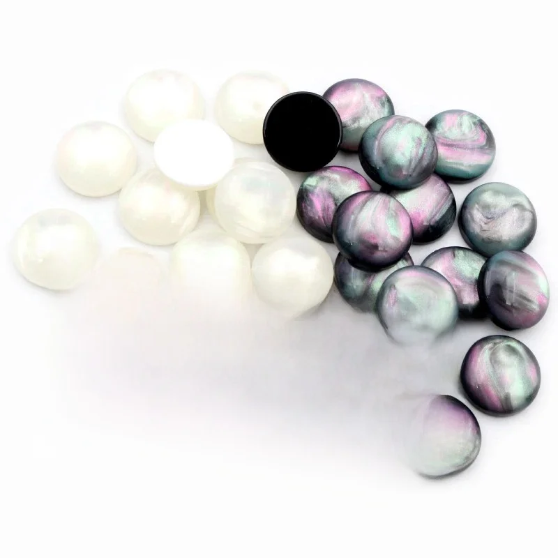 Nowa moda 40 szt. 8mm 10mm 12mm czarno-biały kolor płaskie z tyłu żywiczne kaboszony kamea — zdjęcie 2