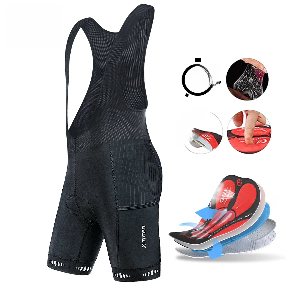 AliExpress X-TIGER Men Cycling Bib Shorts with Back Pocket 5D Gel Padded Bike Shorts for Men Mountain Road Biking Riding Half Pants Tights