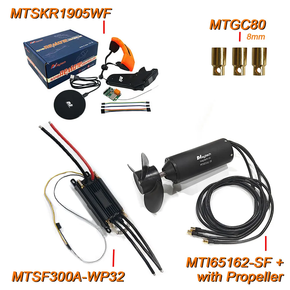 

Maytech Waterproof Combination Set 300A 25-60V ESC 65162 85165 120116 100KV 120KV 200KV Motor with Water-cooled for E-hydrofoil