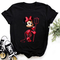 Women's Clothing Summer 2025 Mickey Minnie Mouse Disney Short Sleeve T-shirts for Girls Funny Fashion Streetwear Woman Shirt