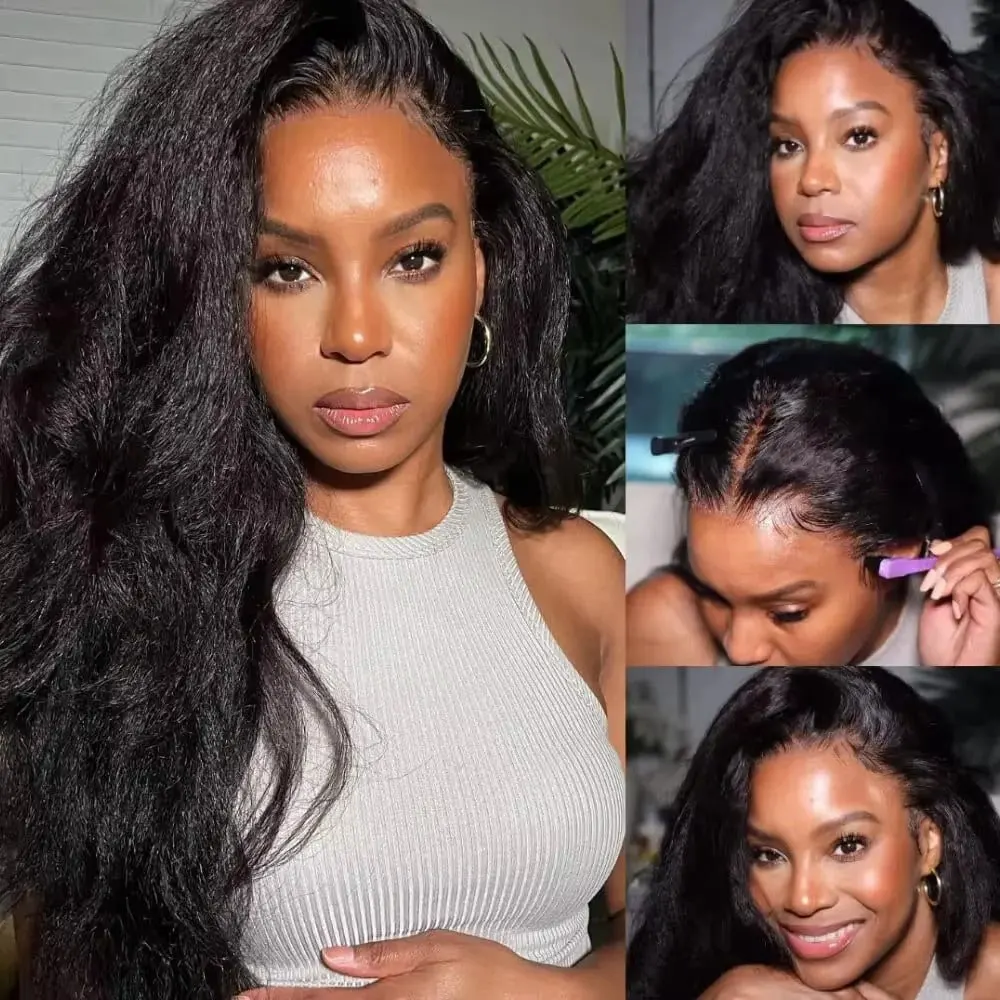 40 Inch Kinky Straight 13x4 HD Lace Front Wigs Human Hair No Glue 5X5 Closure Yaki Straight Wigs Human Hair For Women 3S Ready To Wear image 3