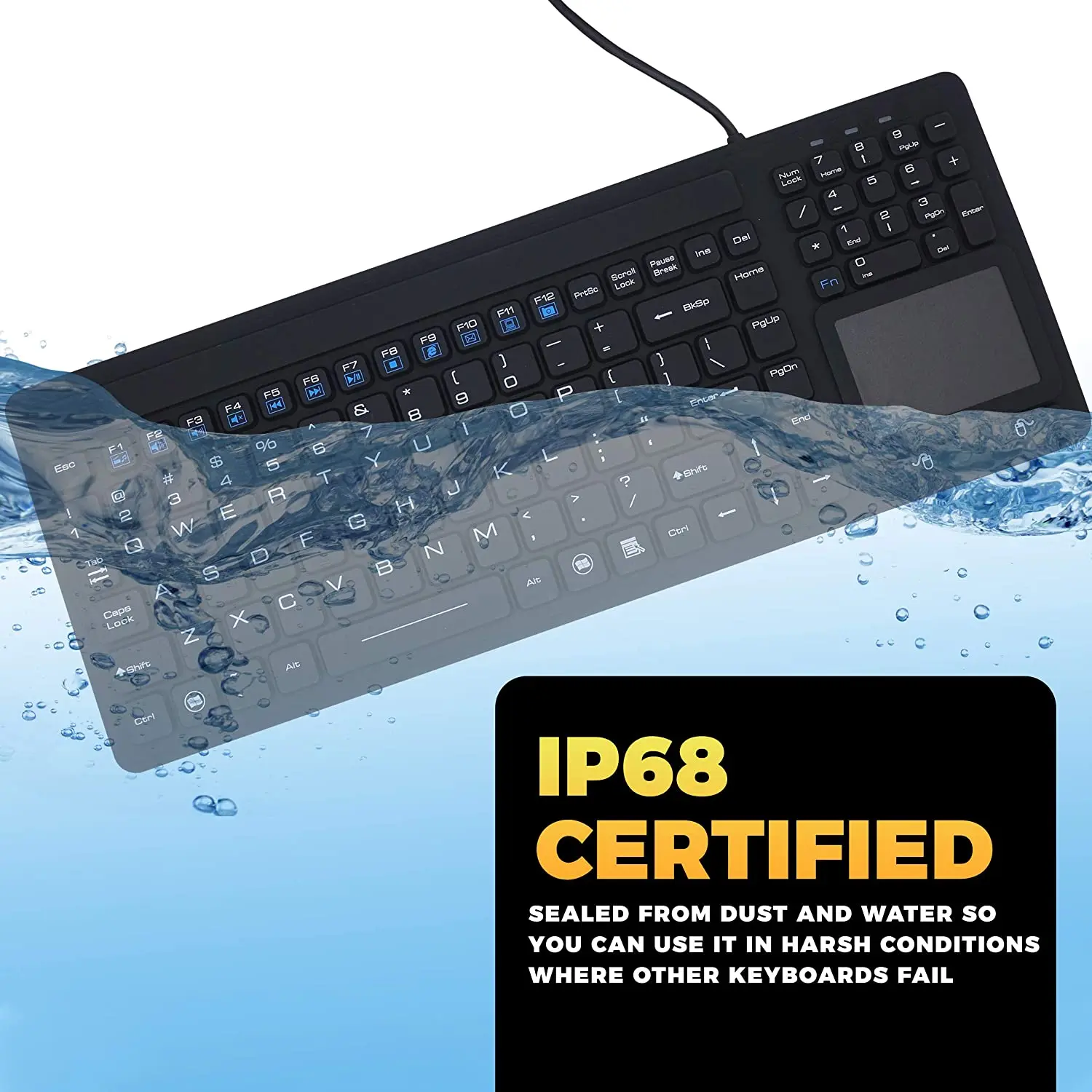 

IP68 Waterproof Industrial Medical Silicone Keyboard With Touchpad For Hospital Apparatus And Food Manufacturing