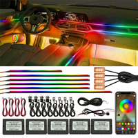 22 in 1 Dual Zone Symphony LED Car Ambient Lights RGB 64 Colors Interior Rainbow Acrylic Strip Neon Atmosphere Lighting Kit App