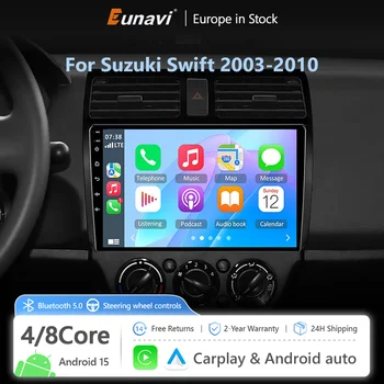 Sistema de radio inteligente para automóviles Eunavi, compatible con Suzuki Swift, modelos 2005, 2006, 2007, 2008, 2009 y 2010. Conexión inalámbrica CarPlay y Android Auto. No es un sistema 2 DIN. Incluye reproductor de DVD, estéreo, wifi y sistema de navegación GPS. 1
