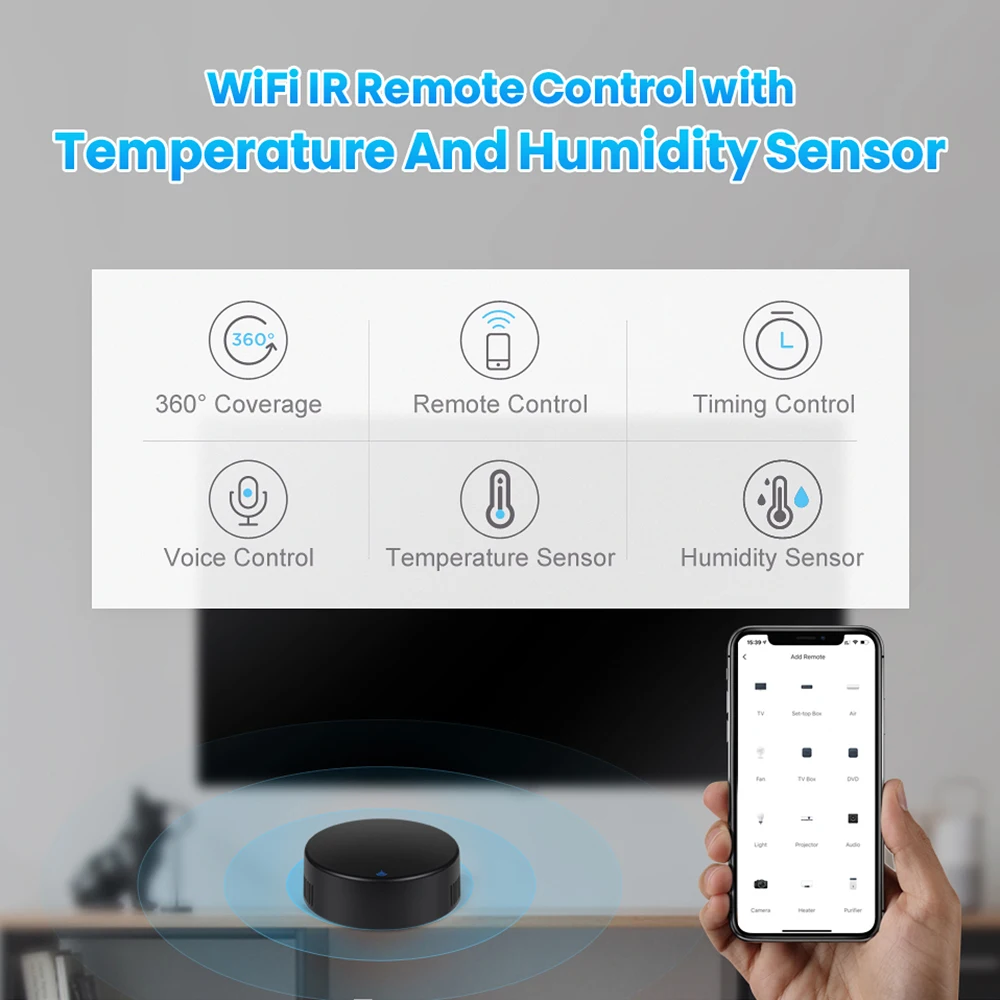 New Design Tuya Smart WiFi Universal IR Remote Control with Temperature Humidity Sensor