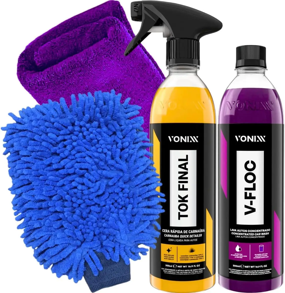 V-Floc Car Shampoo Kit + Wax Tok Final Vonixx Microfiber Cloth Glove