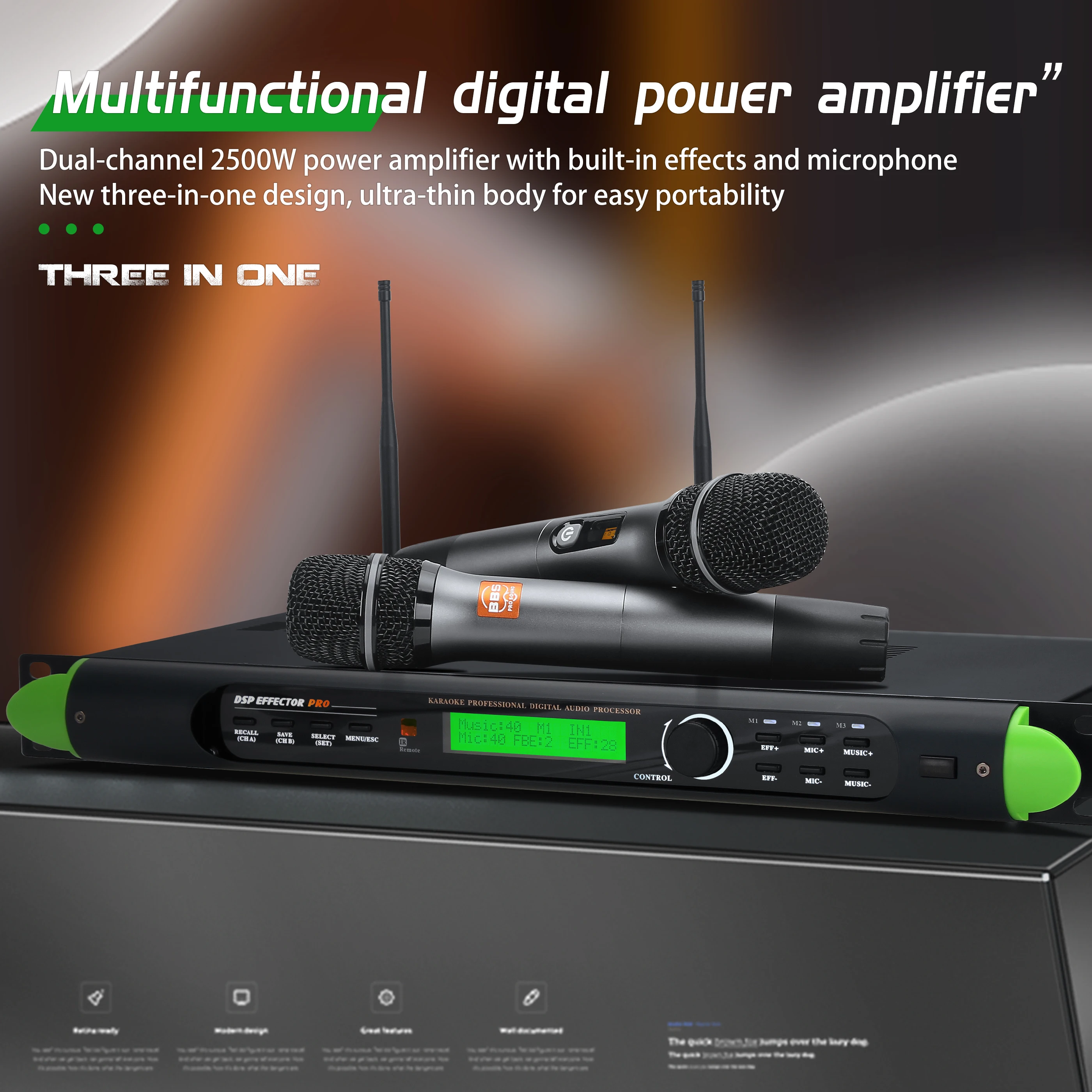 

FULUODE MG-300 Amplifier, effects, and microphone all in one device 2500W power
