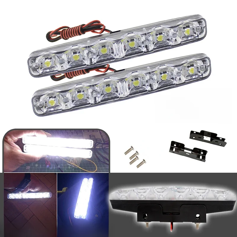 6LED DRL Światła do jazdy dziennej 12V Super jasne Elastyczne wodoodporne samochodowe światło motocyklowe Montaż świateł przeciwmgielnych do jazdy — zdjęcie 2