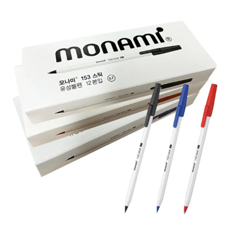 Monami 153 stick ballpoint pen 0.7mm 1 hit (12 sacks) black blue oil 12 pieces