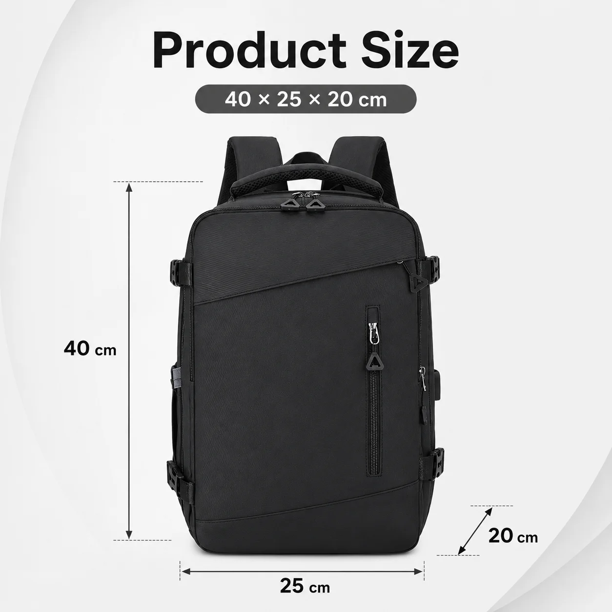 Mochila multifuncional de alta capacidad, aprobada por aerolíneas, 40 × 25 × 20 cm, 6 colores, múltiples bolsillos, puerto USB para cargar dispositivos, ideal para desplazamientos y viajes.
