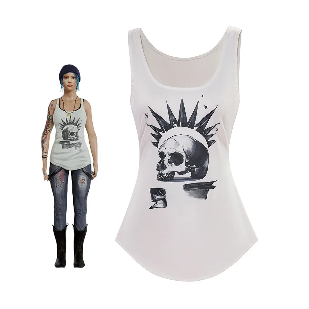 Game Life Is Strange Chloe Prijs Cosplay Kostuum Chloe Prijs Wit Mouwloos Vest Tops Vrouwelijke Halloween Carnaval Vermomming Pak - afbeelding 2