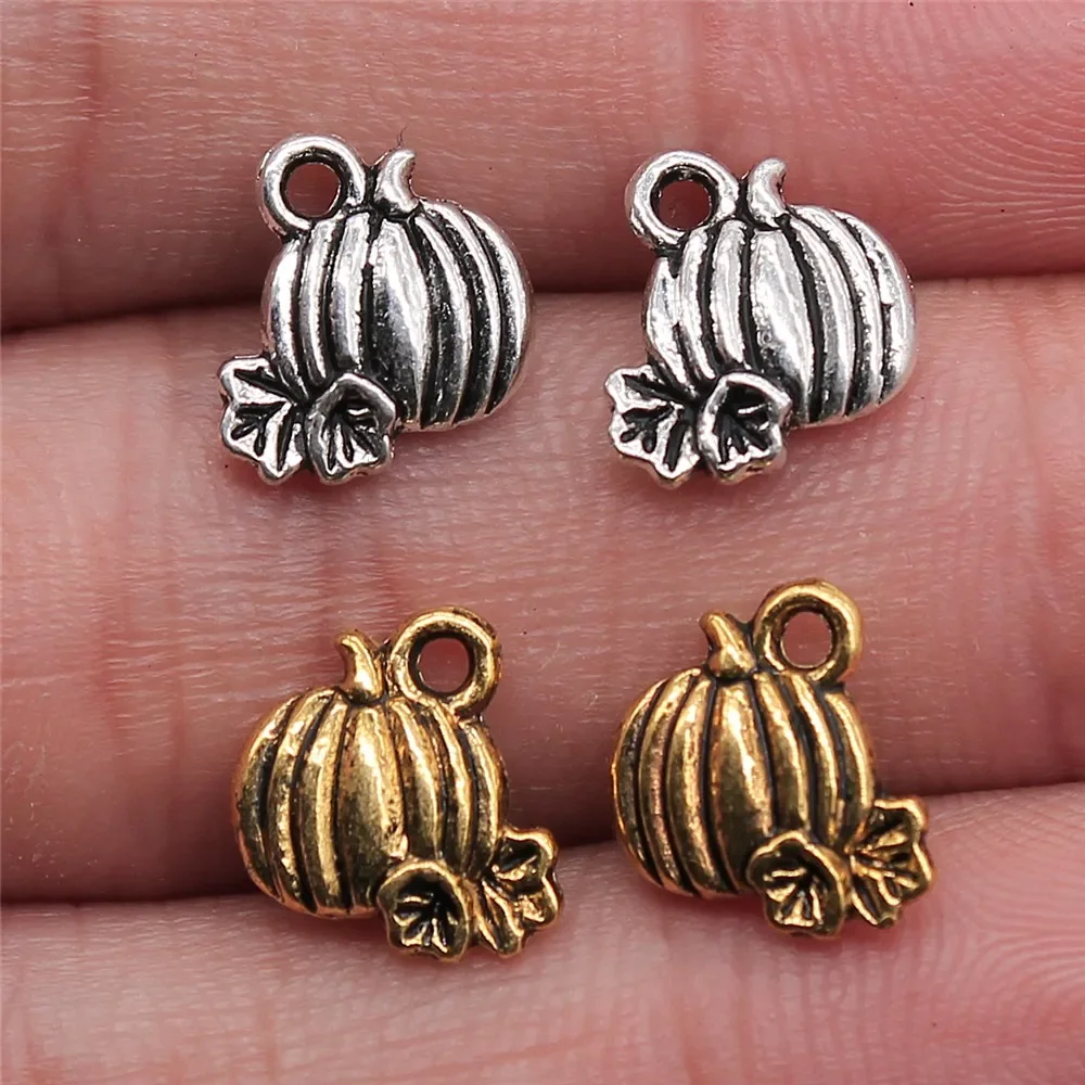 WYSIWYG 20 sztuk Charms dynia spadek święto dziękczynienia Halloween 10x10mm tybetański wisiorki rzemiosło dokonywanie ustalenia antyczne DIY biżuteria — zdjęcie 2