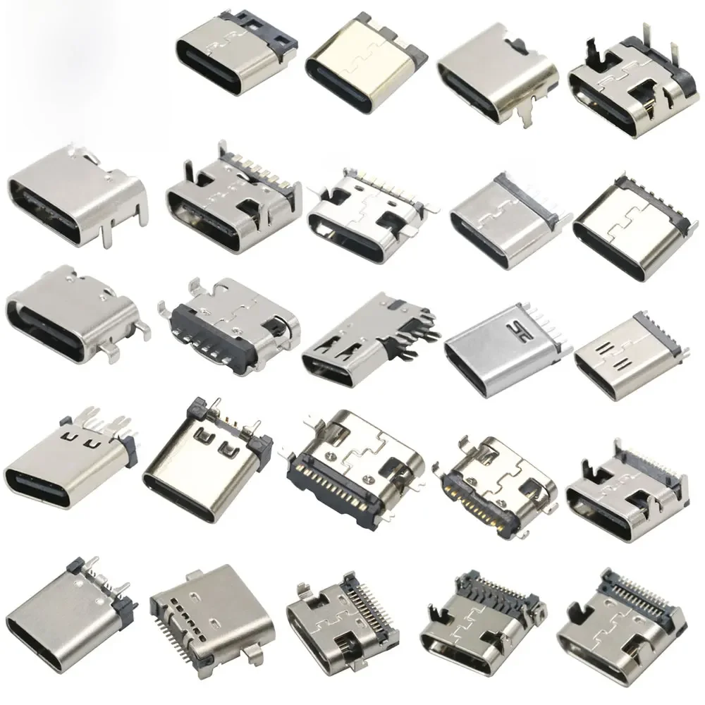 Connecteur USB de Type C 3.1 2 6 14 16 24 broches, prise de Type C SMD DIP femelle pour PCB, Port de charge à courant élevé, transfert de données