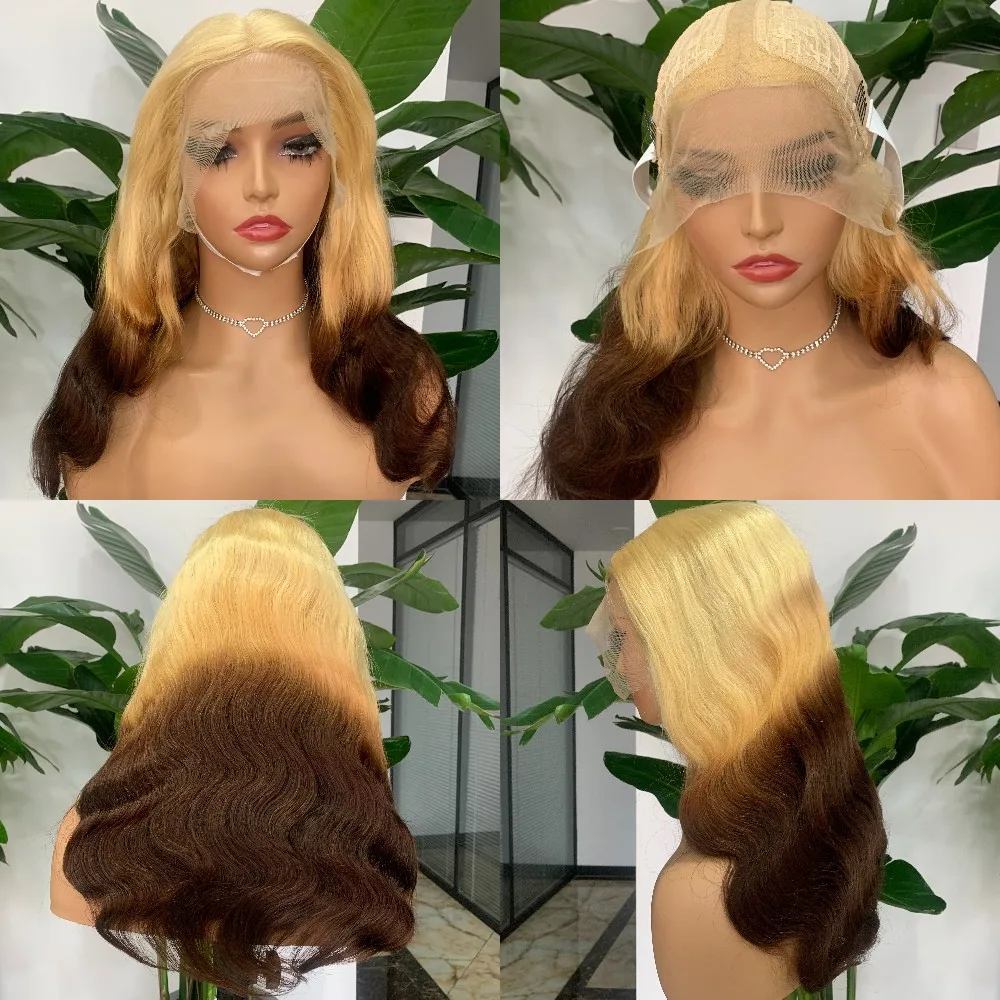 Perruque Lace Front Wig Body Wave brésilienne – On Pro, Cheveux naturels, ombré, 3 tons, coloré, brun 613, T Part,perruque couleur, perruque blond miel,perruque bresilienne ondulée,perle cheveux coloré,perruque blonde